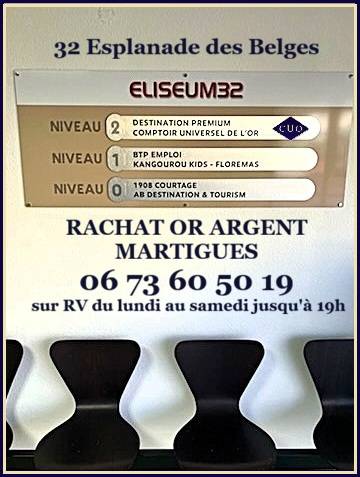 COMPTOIR UNIVERSEL DE L'OR MARTIGUES  32 esplanade des Belges 13500 Martigues Centre d'affaires Eliseum 2ème étage