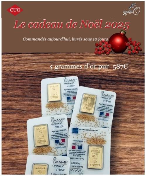 Nos comptoirs d'achat d'or CUO à Gap, Toulon et Aix en Provence vendent aussi le plus beau des cadeaux: un lingotin d'or pur!