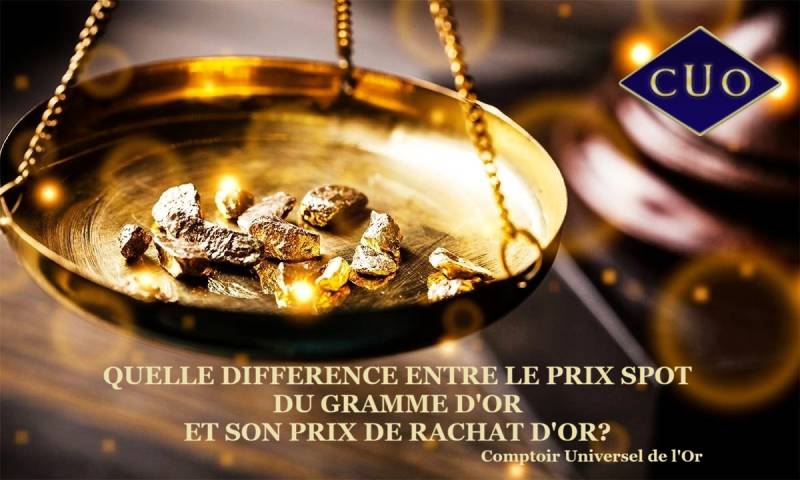 Prix spot du gramme d'or 18 carats et prix de rachat d'or