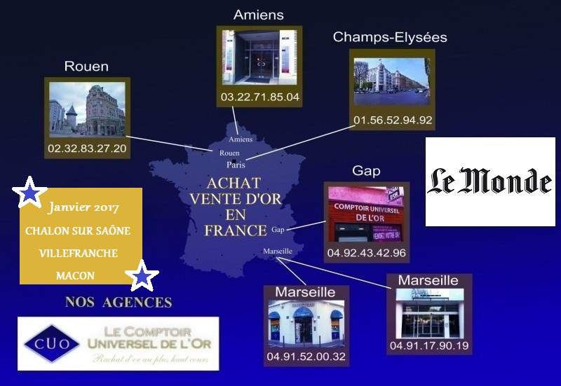 ouvertures achat et vente d'or Mâcon Chalon et Villefranche sur Saône