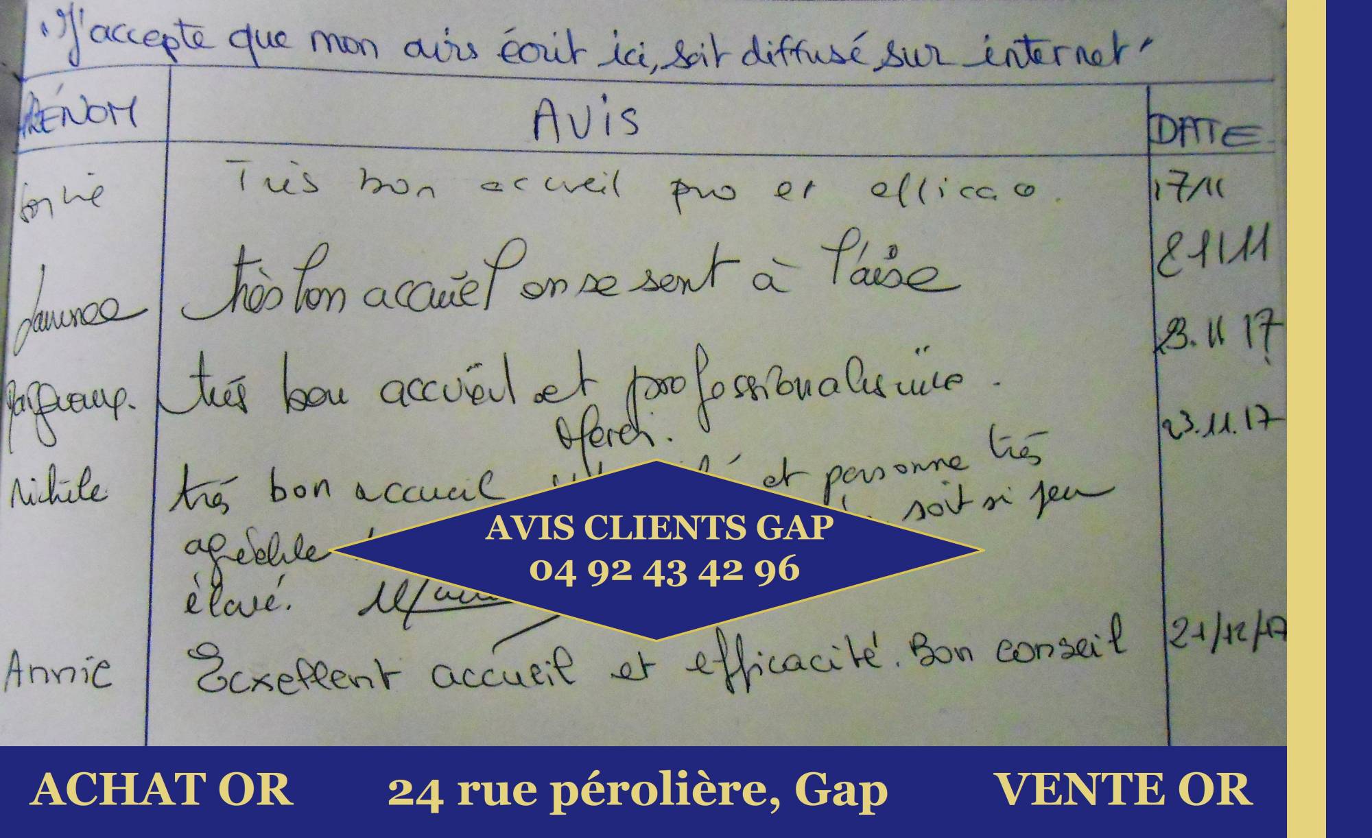 avis client rachat d or Gap Hautes alpes